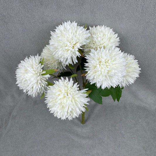 Ivory Silk Golden Ball Bush - 7 Heads