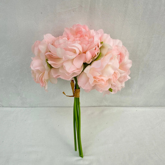 Pink Silk Peony Bunch - 5 Heads RosesHQ.com