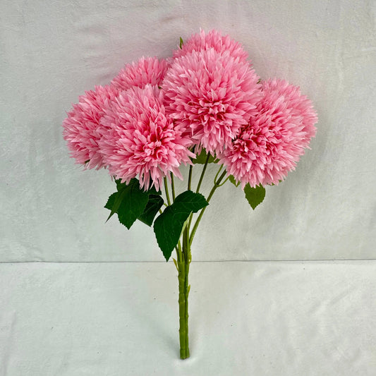 Pink Silk Golden Ball Bush - 7 Heads RosesHQ.com