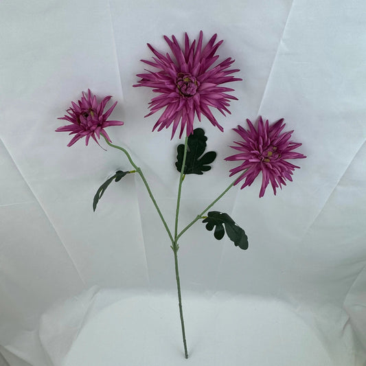 Pink Silk Flame Chrysanthemum Spray - 3 Heads RosesHQ.com