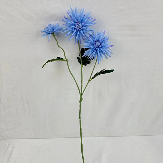 Blue Silk Flame Chrysanthemum Spray - 3 Heads RosesHQ.com