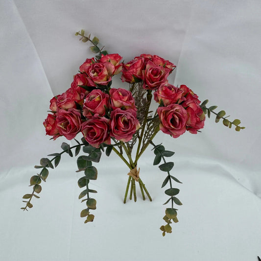 Red Silk Burnt Edge Rose Bud Bush - 20 Heads RosesHQ.com