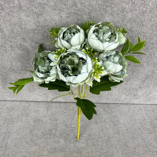 Green Silk Round Peony Bush - 5 Heads RosesHQ.com