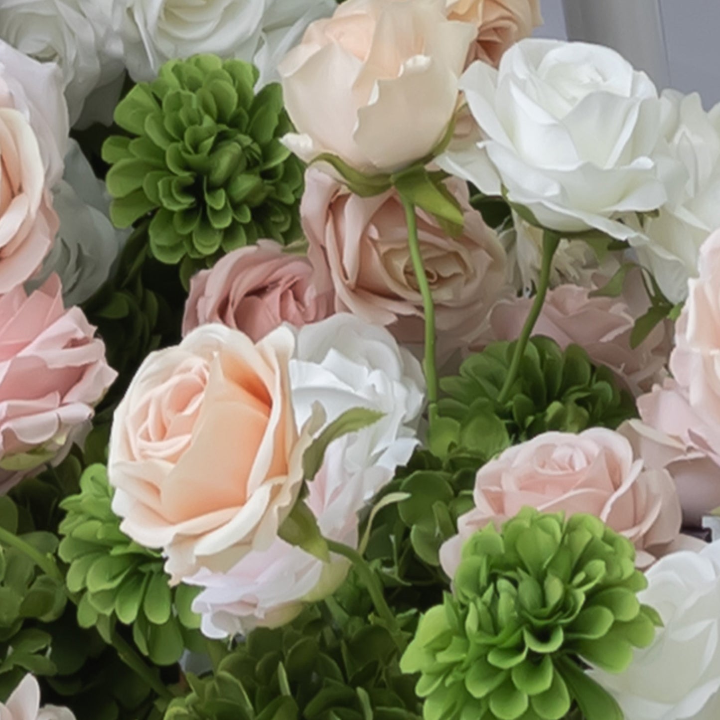 Blush Rose & Green Hydrangea Floral Centerpiece