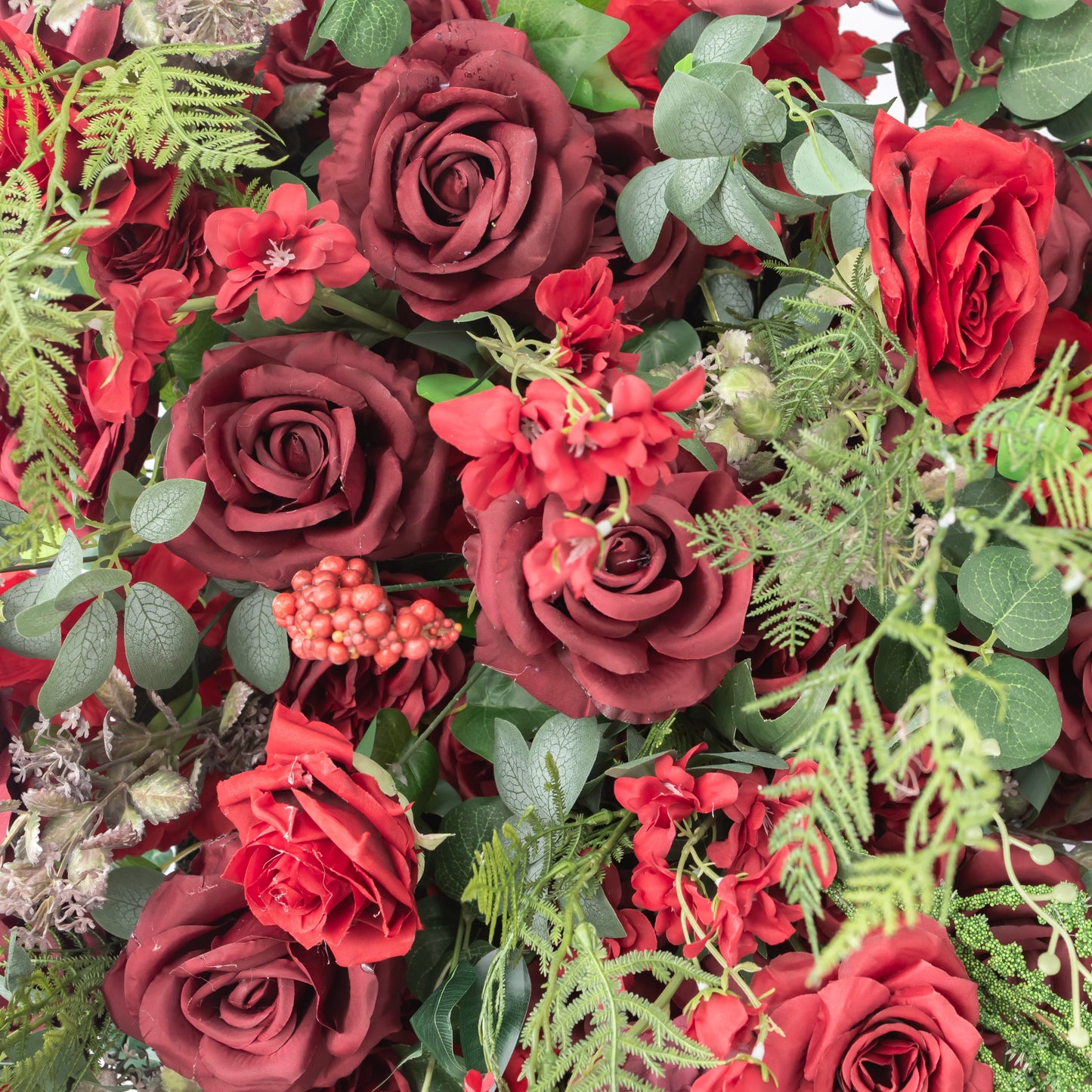 Wine & Crimson Rose Floral Centerpiece Arrangement