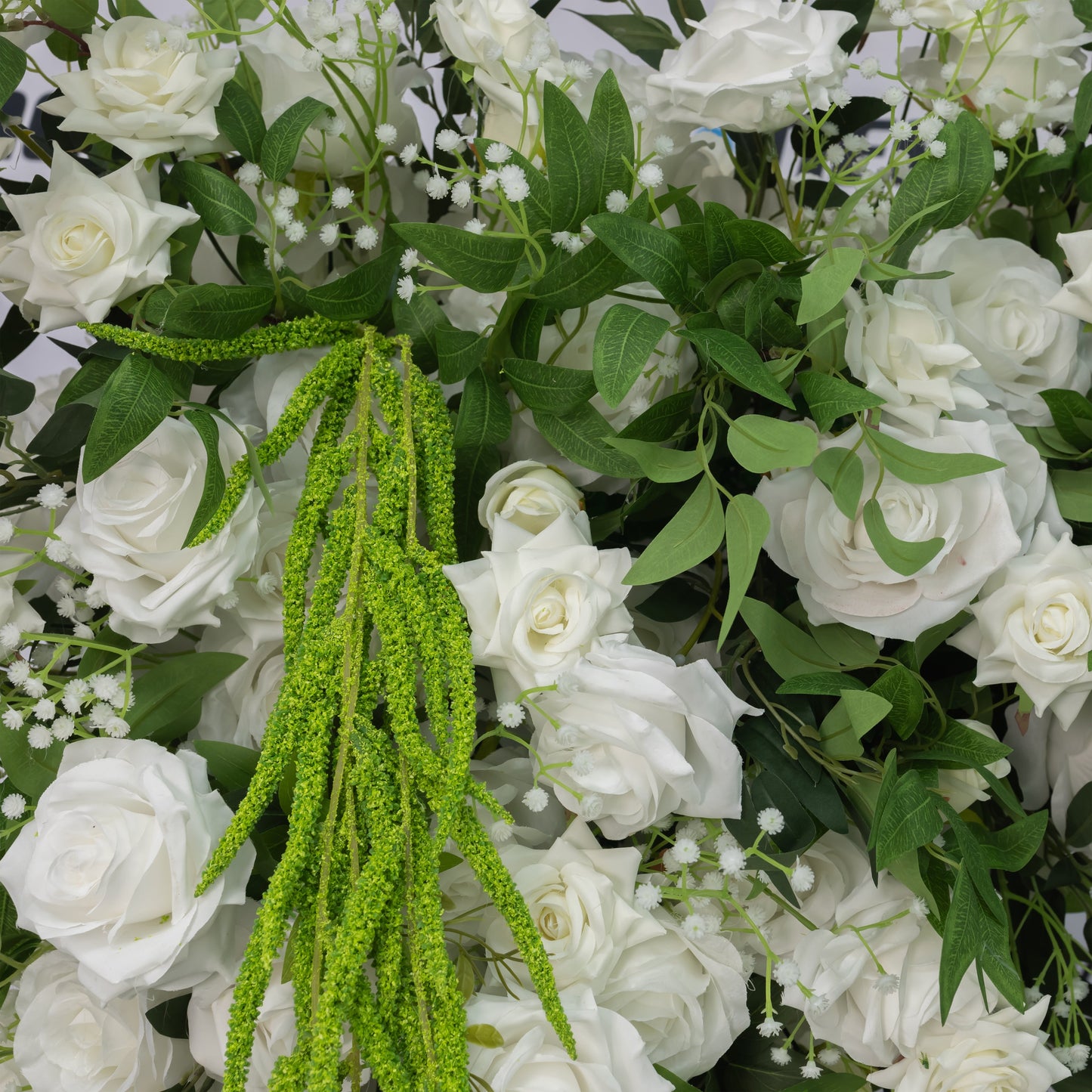 White Rose, Blooms & Layered Foliage Hanging Backdrop