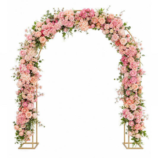 Flower Arch With Metal Flower Stand Pink And Peach 210Cmx230Cm