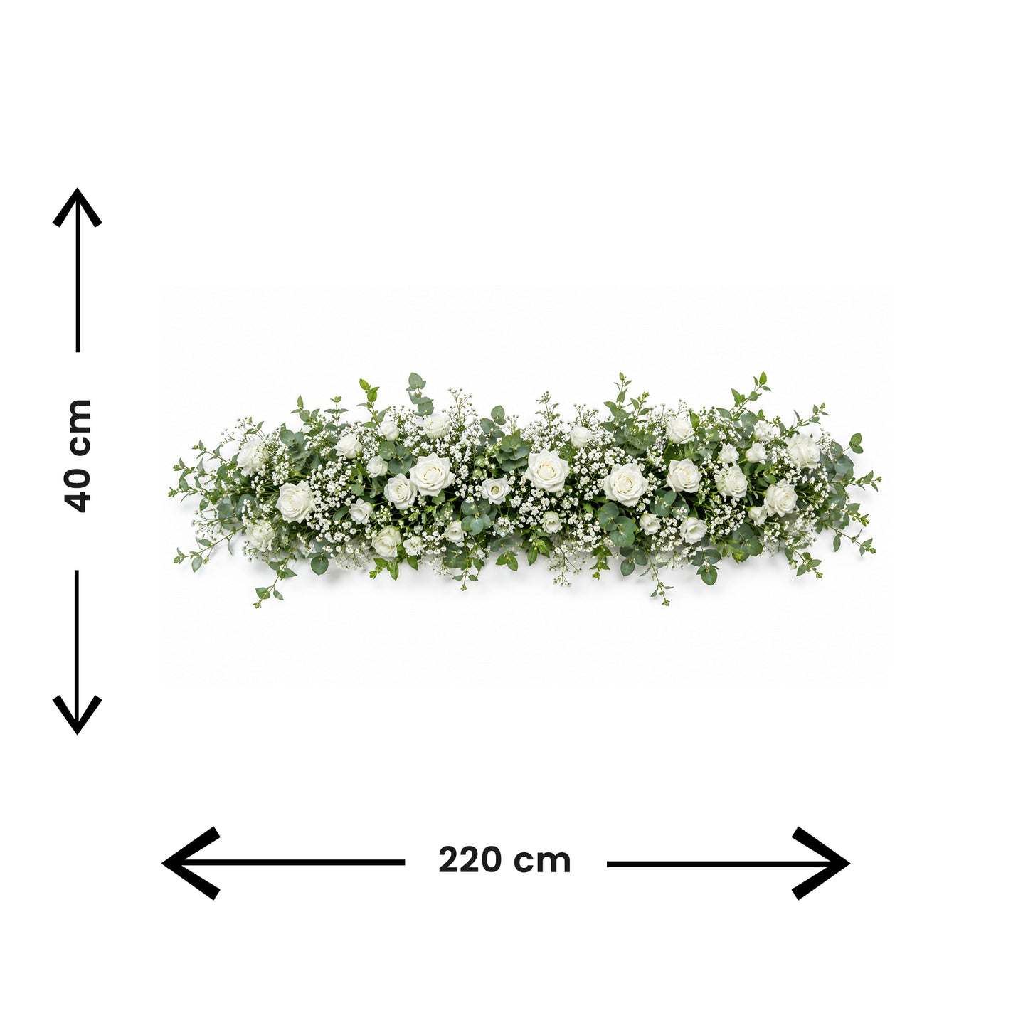 Flower Runner White Baby'S Breath And Green 220Cmx40Cm
