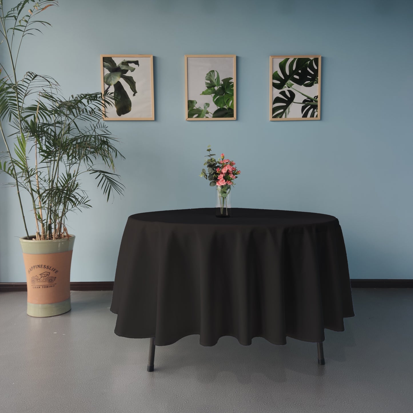 Polyester Tablecloth Black 108" Round