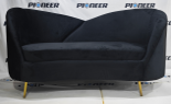 Black Velvet Curved Loveseat - 180 x 80 x 90 H cm