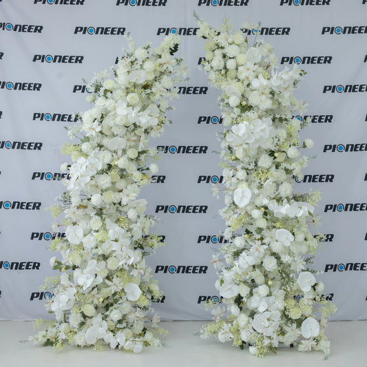 Superior White Rose, Orchid and Anthurium Floral Horn Arch Set Roses HQ
