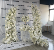 Superior White Rose, Orchid and Anthurium Floral Horn Arrangements