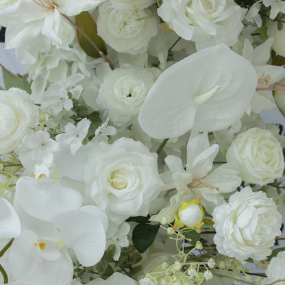 Superior White Rose, Orchid and Anthurium Floral Horn Arch Set