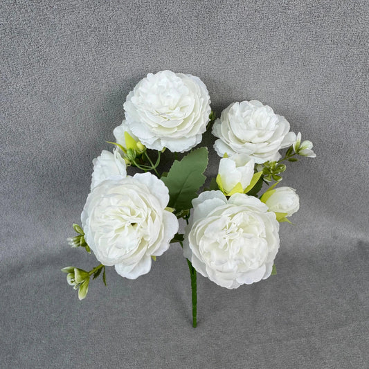 White Silk Peony Bush - 5 Heads RosesHQ.com