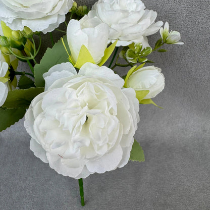 White Silk Peony Bush - 5 Heads RosesHQ.com