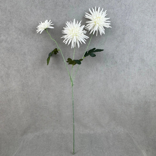 White Silk Flame Chrysanthemum Spray - 3 Heads RosesHQ.com