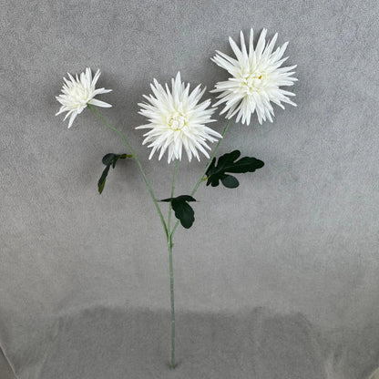 White Silk Flame Chrysanthemum Spray - 3 Heads RosesHQ.com