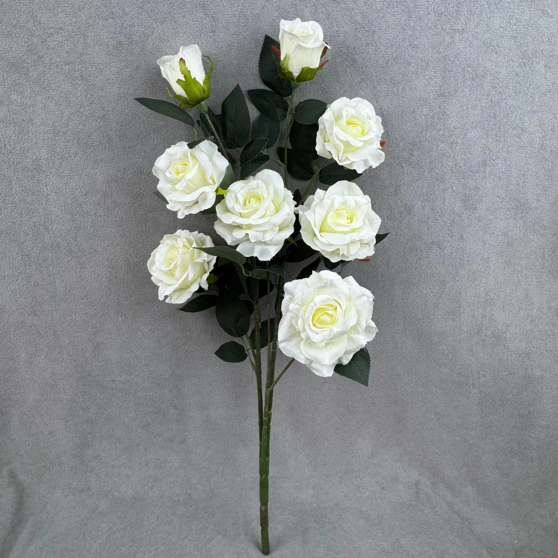 Ivory Silk Classic Rose Branch - 8 Heads RosesHQ.com