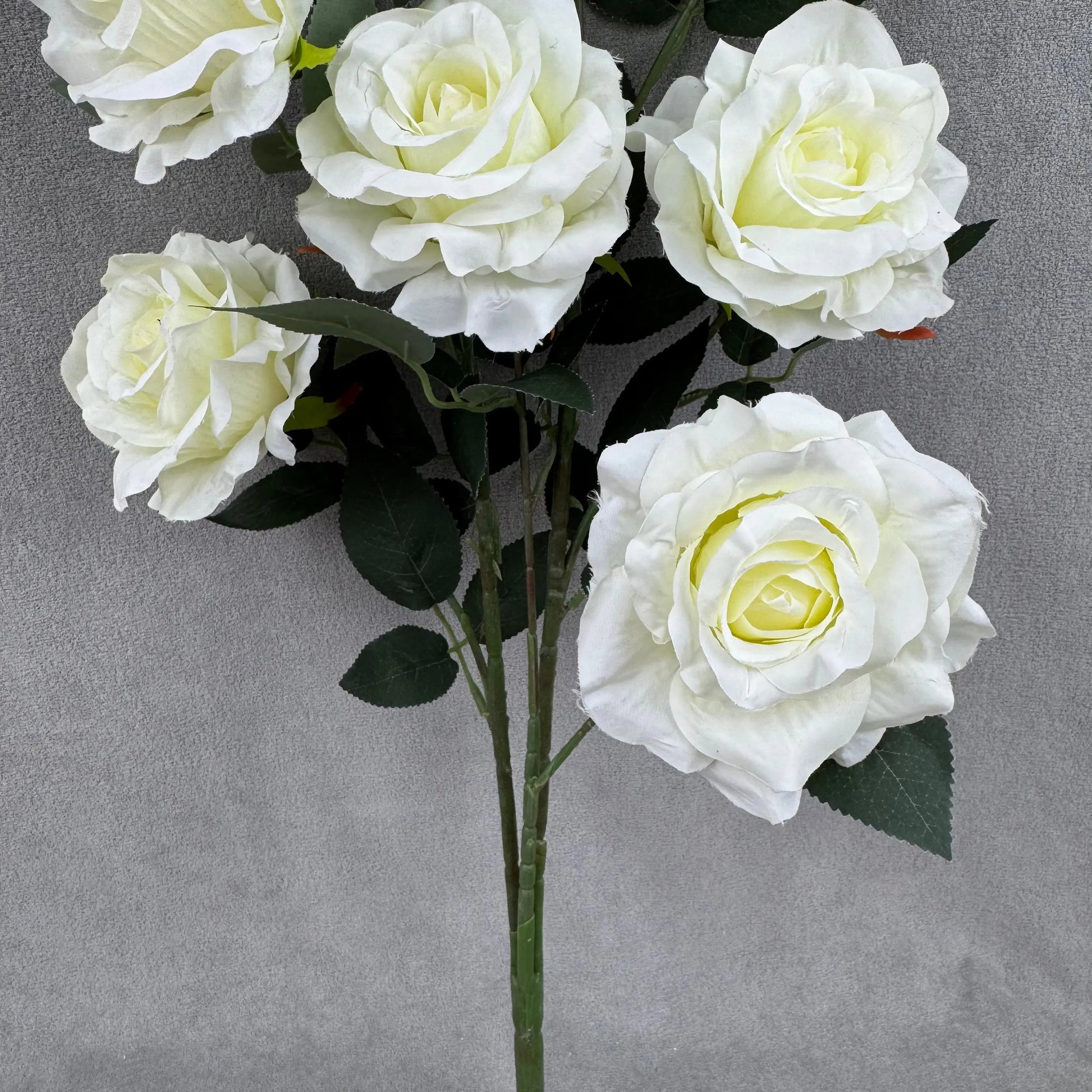 Ivory Silk Classic Rose Branch - 8 Heads RosesHQ.com