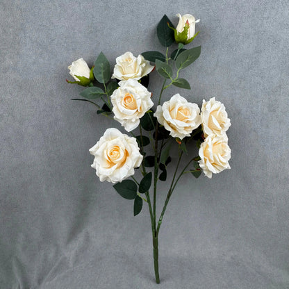 Champagne Silk Classic Rose Branch - 8 Heads RosesHQ.com