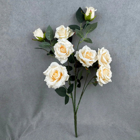 Champagne Silk Classic Rose Branch - 8 Heads RosesHQ.com