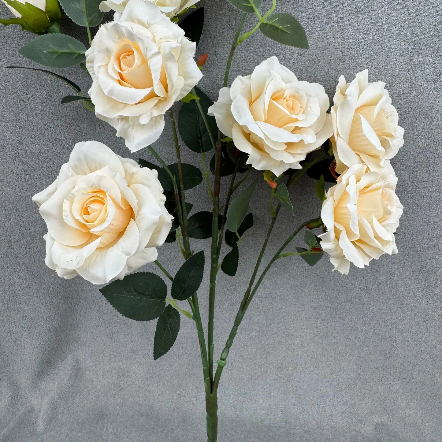 Champagne Silk Classic Rose Branch - 8 Heads RosesHQ.com
