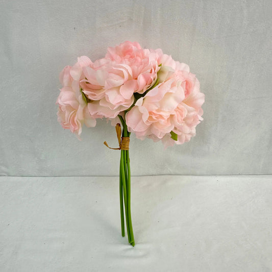 Pink Silk Peony Bunch - 5 Heads RosesHQ.com