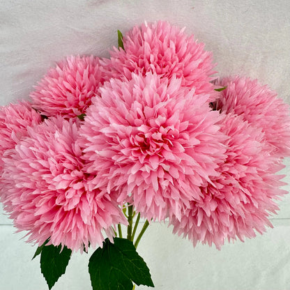 Pink Silk Golden Ball Bush - 7 Heads RosesHQ.com