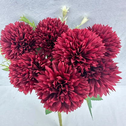 Red Silk Needle Chrysanthemum Bush - 7 Heads RosesHQ.com
