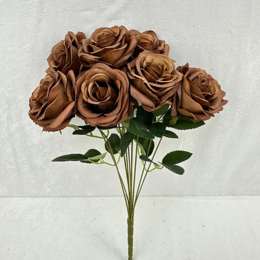 Brown Silk Wedding Rose Bush - 9 Heads RosesHQ.com
