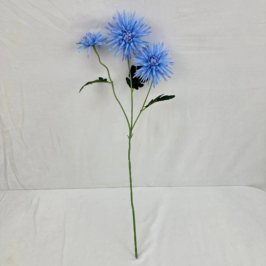 Blue Silk Flame Chrysanthemum Spray - 3 Heads RosesHQ.com