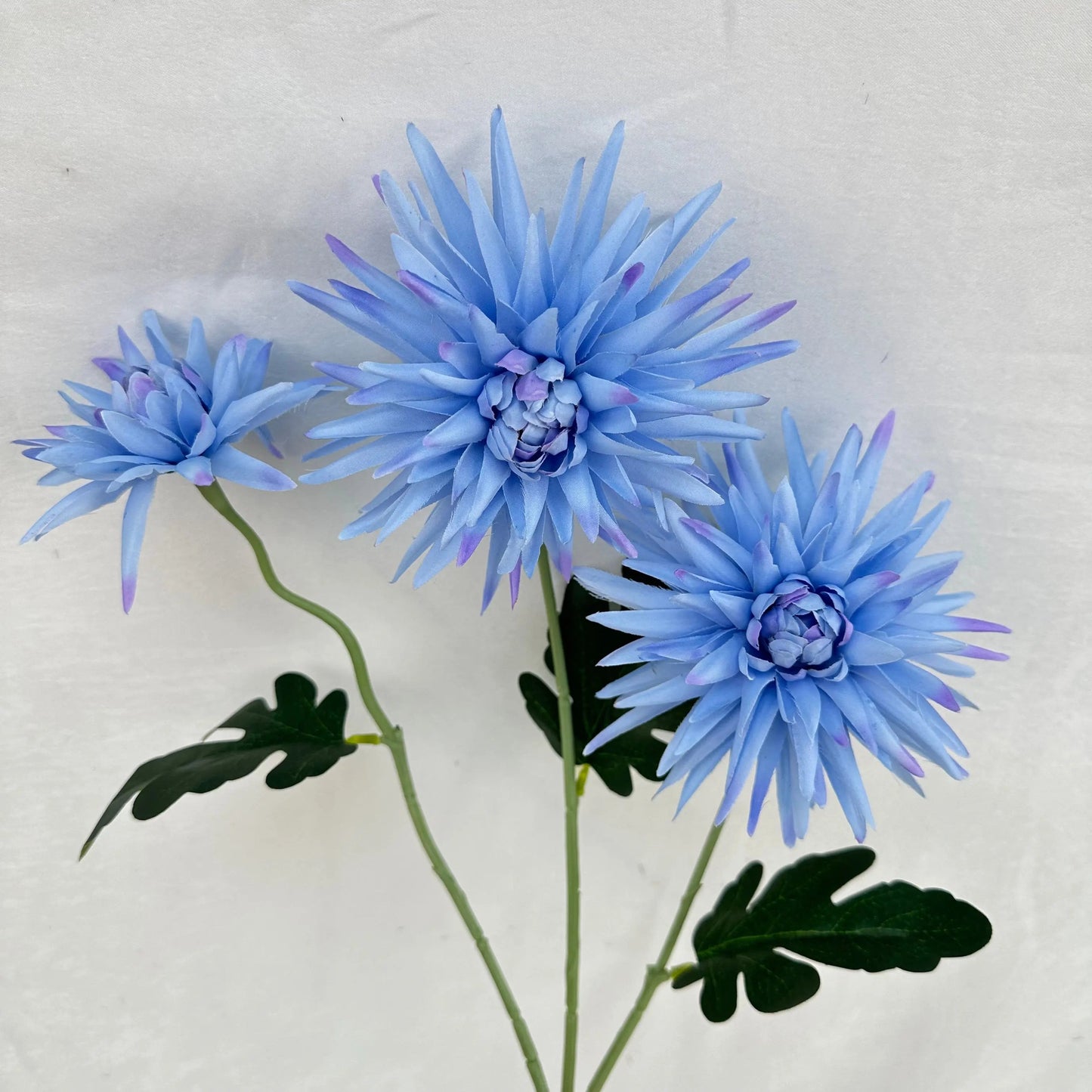 Blue Silk Flame Chrysanthemum Spray - 3 Heads RosesHQ.com