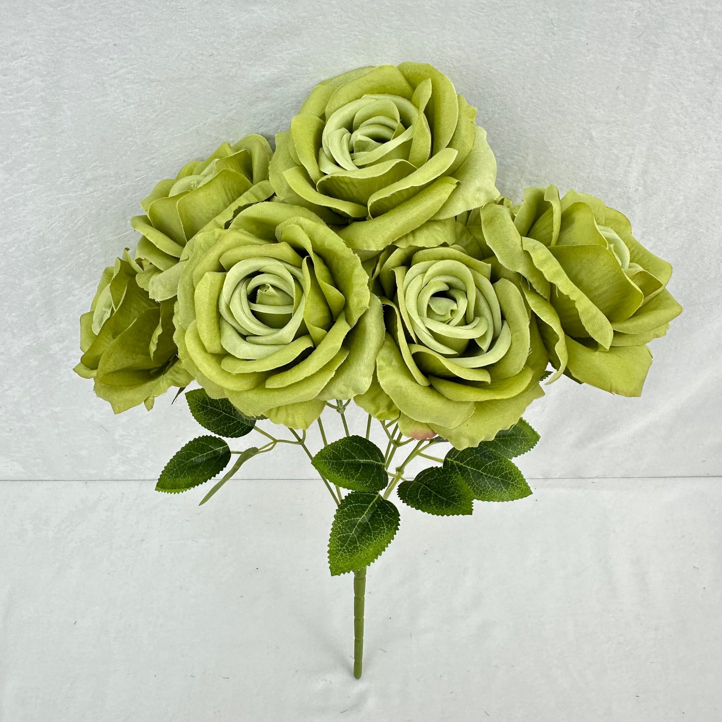 Green Silk Wedding Rose Bush - 7 Heads