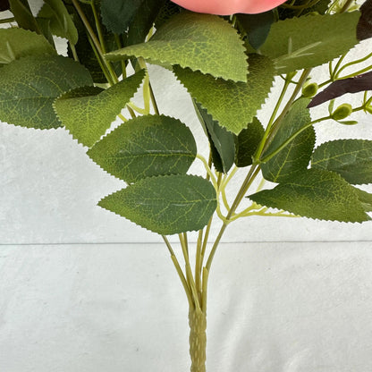 Pink Silk Wrapped Rose Bush - 7 Heads RosesHQ.com