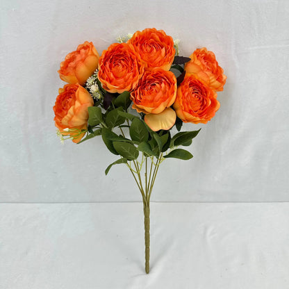 Orange Silk Wrapped Rose Bush - 7 Heads RosesHQ.com