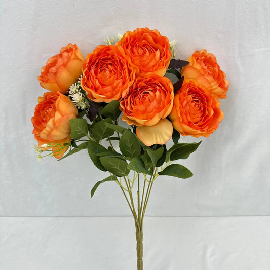 Orange Silk Wrapped Rose Bush - 7 Heads RosesHQ.com