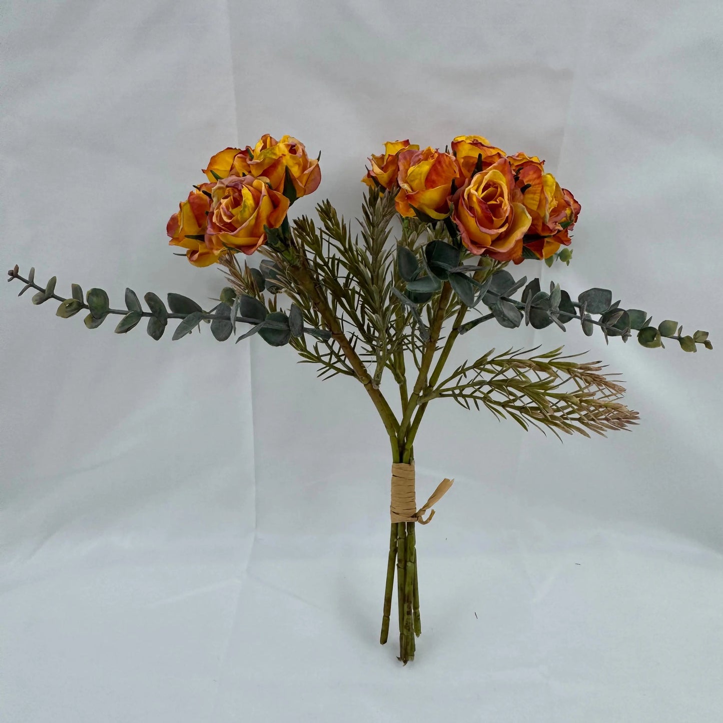 Orange Silk Burnt Edge Rose Bud Bush - 20 Heads RosesHQ.com