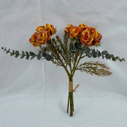 Orange Silk Burnt Edge Rose Bud Bush - 20 Heads RosesHQ.com