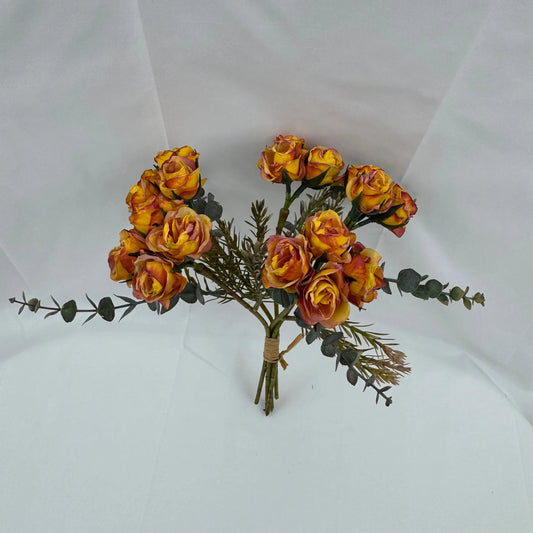 Orange Silk Burnt Edge Rose Bud Bush - 20 Heads RosesHQ.com