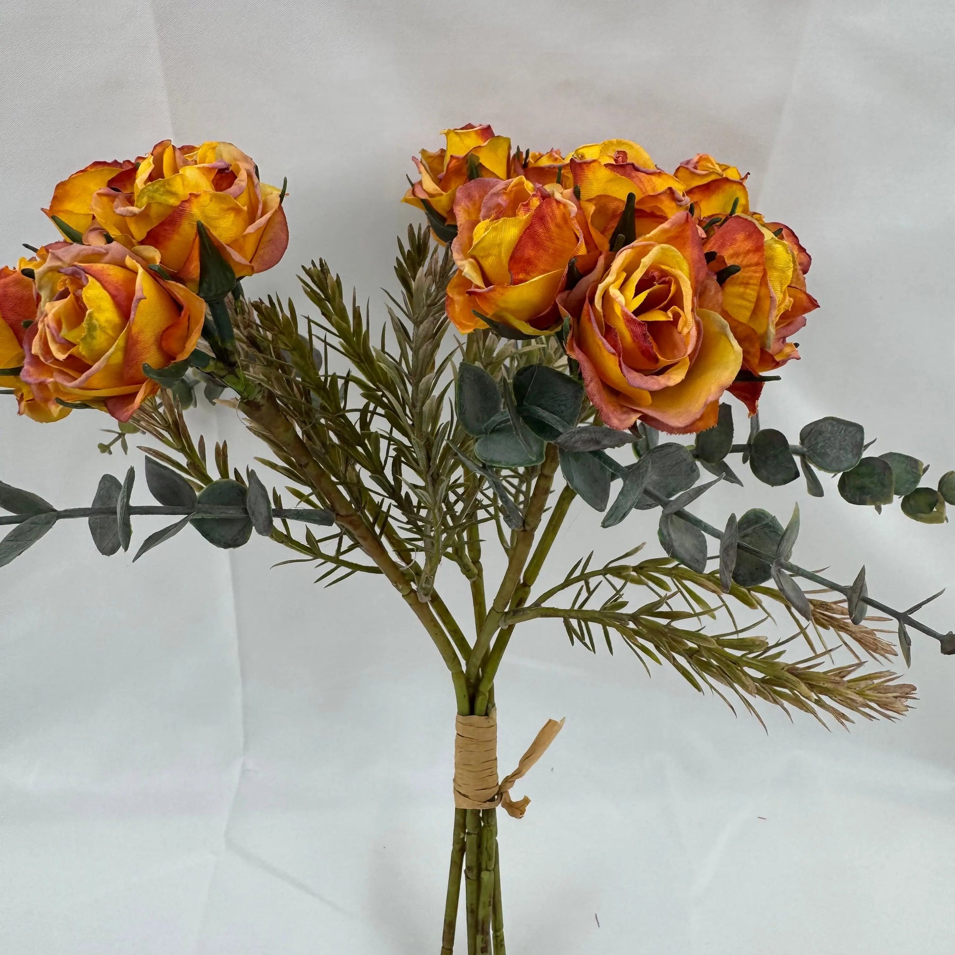 Orange Silk Burnt Edge Rose Bud Bush - 20 Heads RosesHQ.com