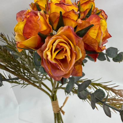 Orange Silk Burnt Edge Rose Bud Bush - 20 Heads RosesHQ.com
