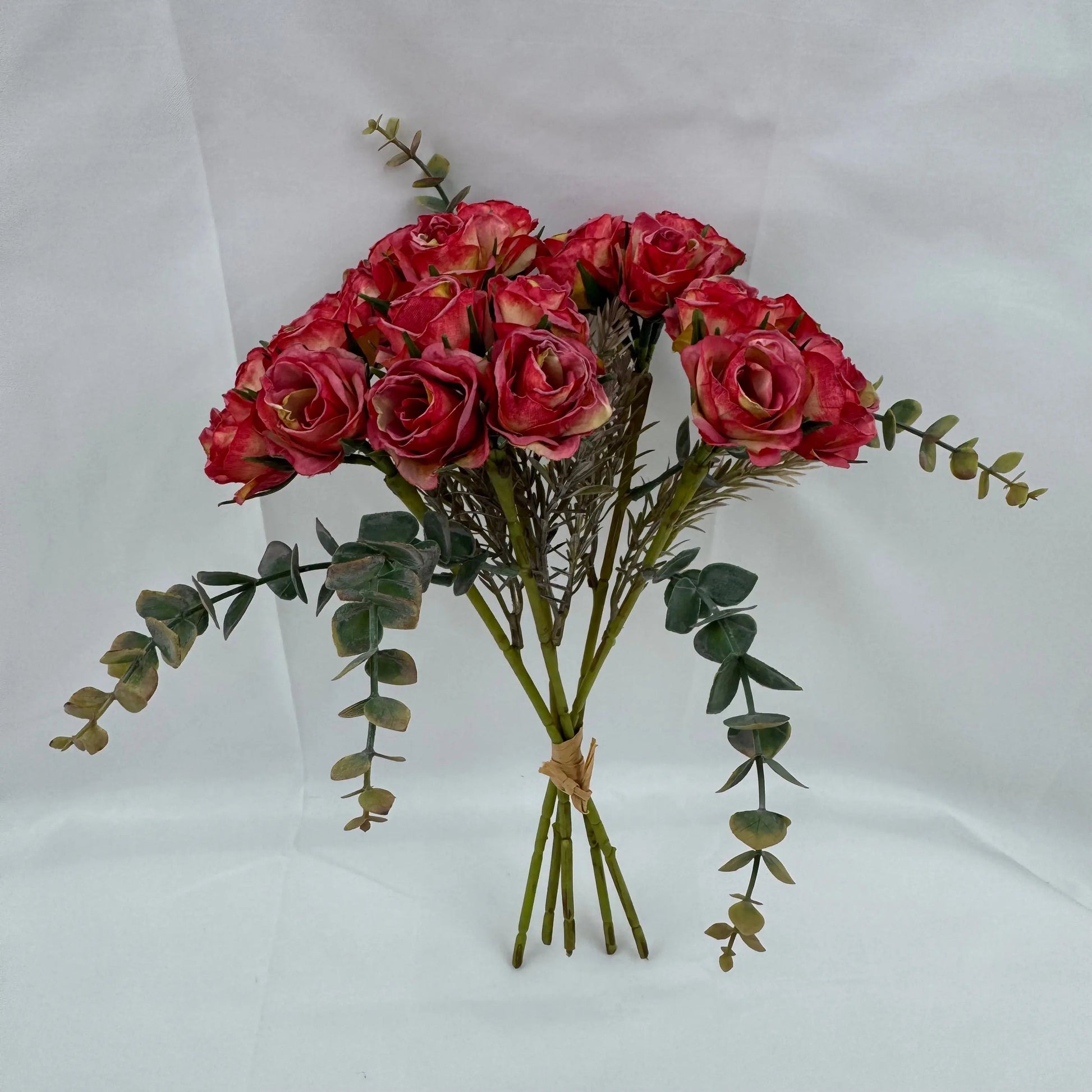 Red Silk Burnt Edge Rose Bud Bush - 20 Heads RosesHQ.com