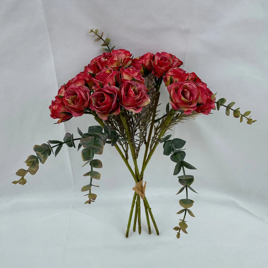 Red Silk Burnt Edge Rose Bud Bush - 20 Heads RosesHQ.com