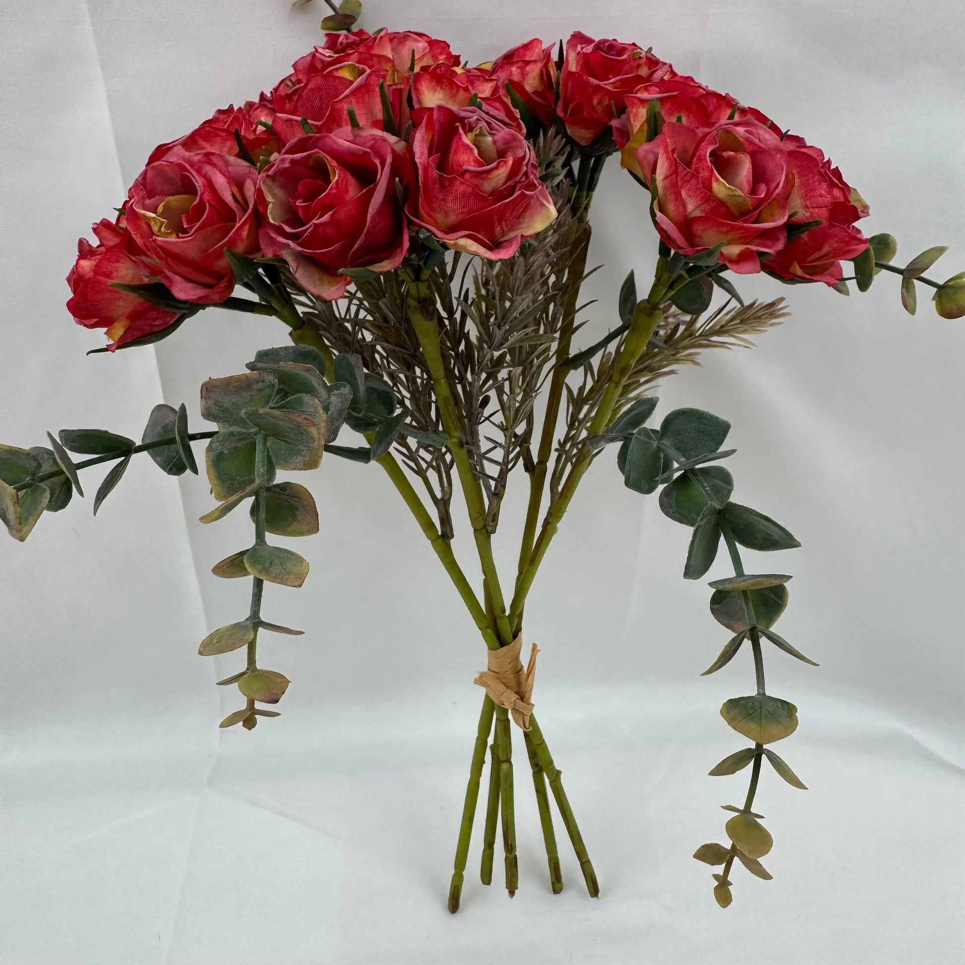 Red Silk Burnt Edge Rose Bud Bush - 20 Heads RosesHQ.com
