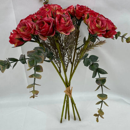 Red Silk Burnt Edge Rose Bud Bush - 20 Heads RosesHQ.com