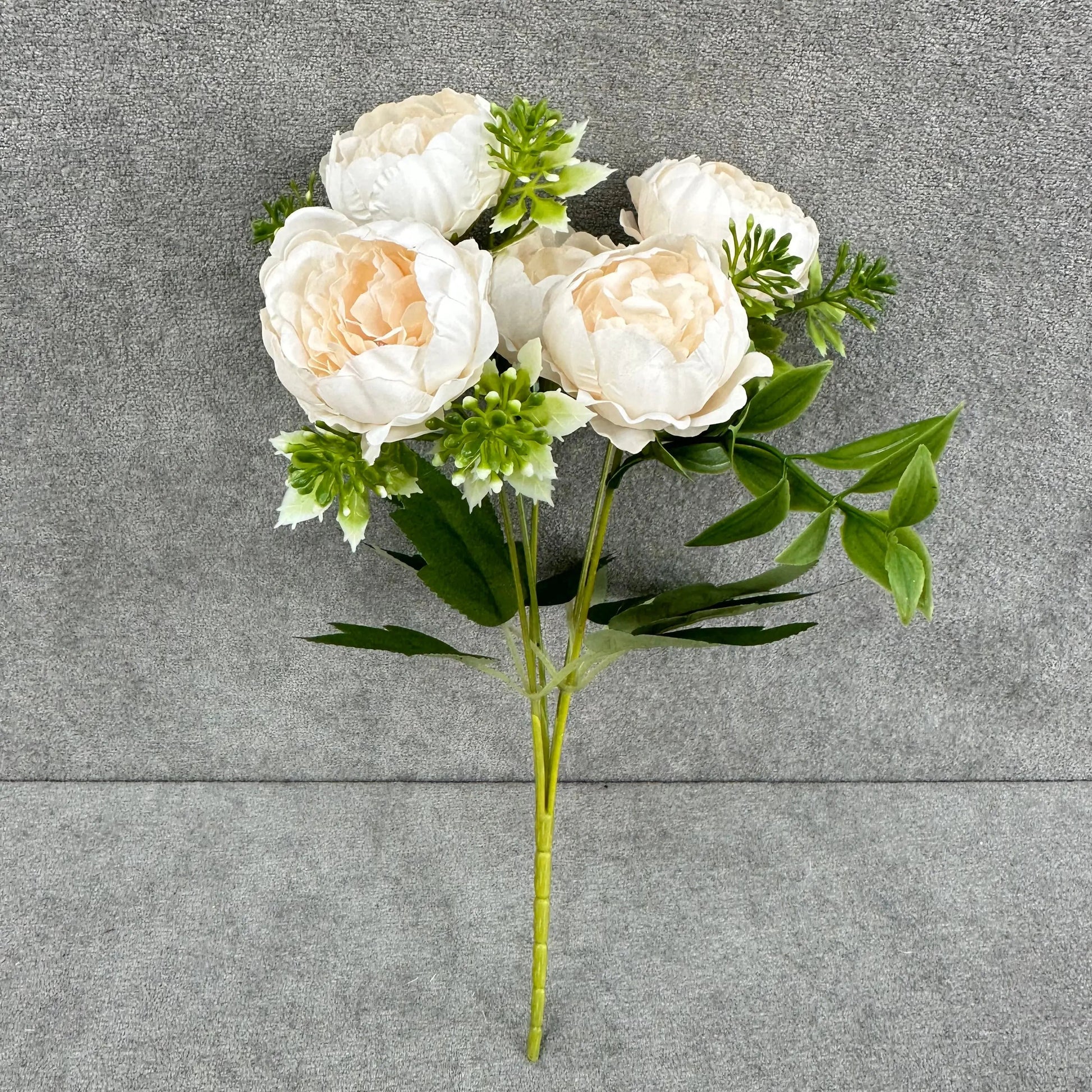 Ivory Silk Round Peony Bush - 5 Heads RosesHQ.com