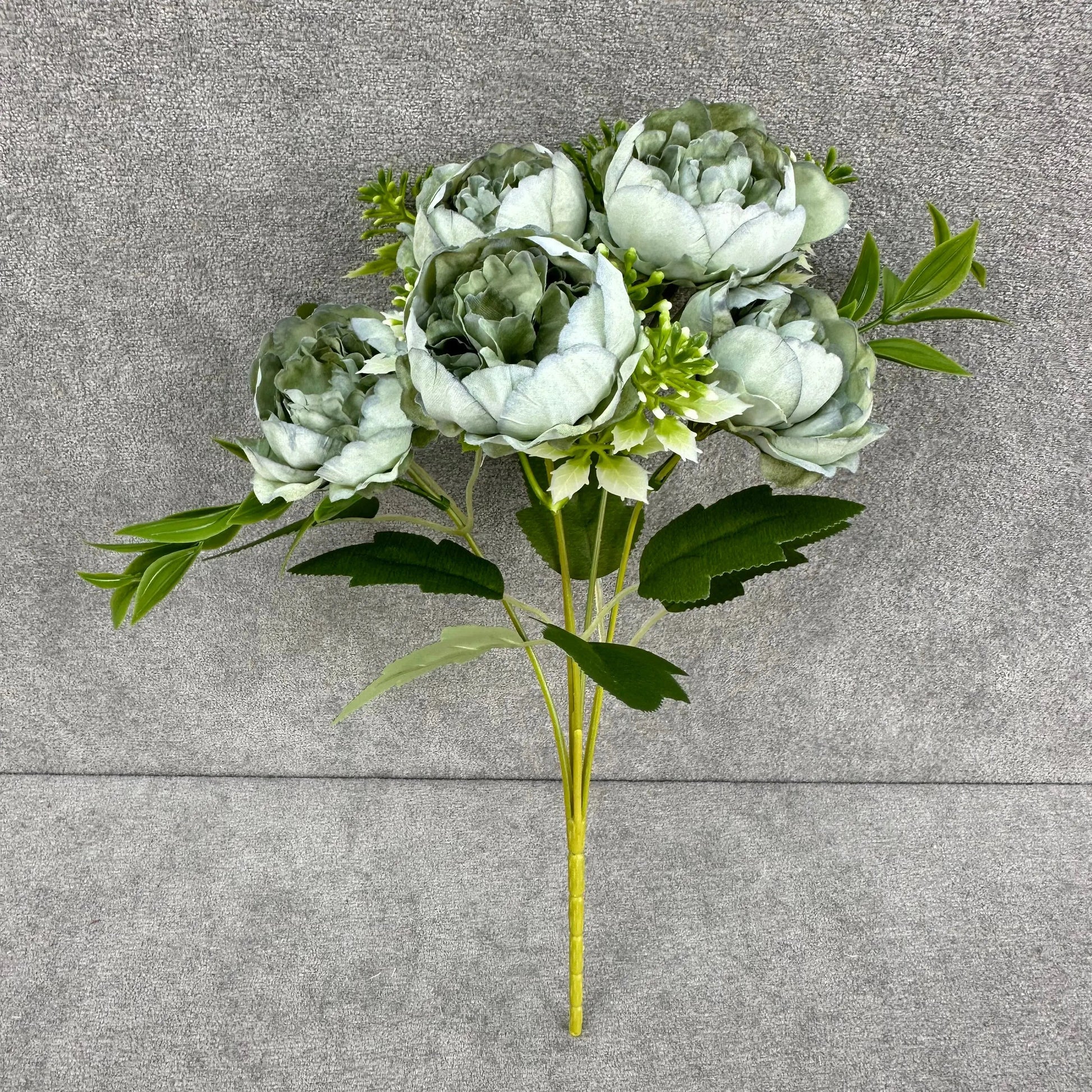 Green Silk Round Peony Bush - 5 Heads RosesHQ.com
