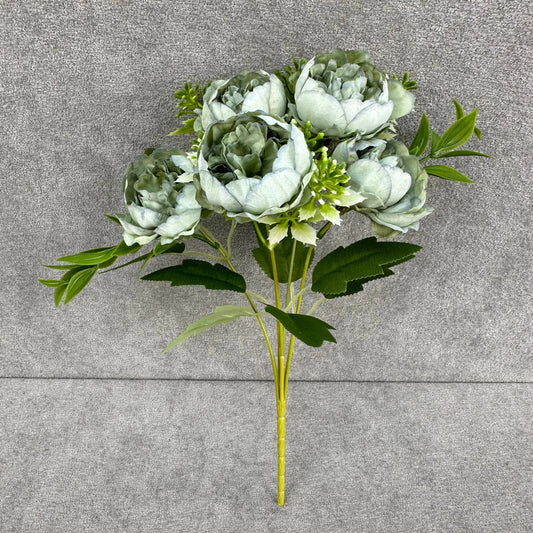 Green Silk Round Peony Bush - 5 Heads RosesHQ.com