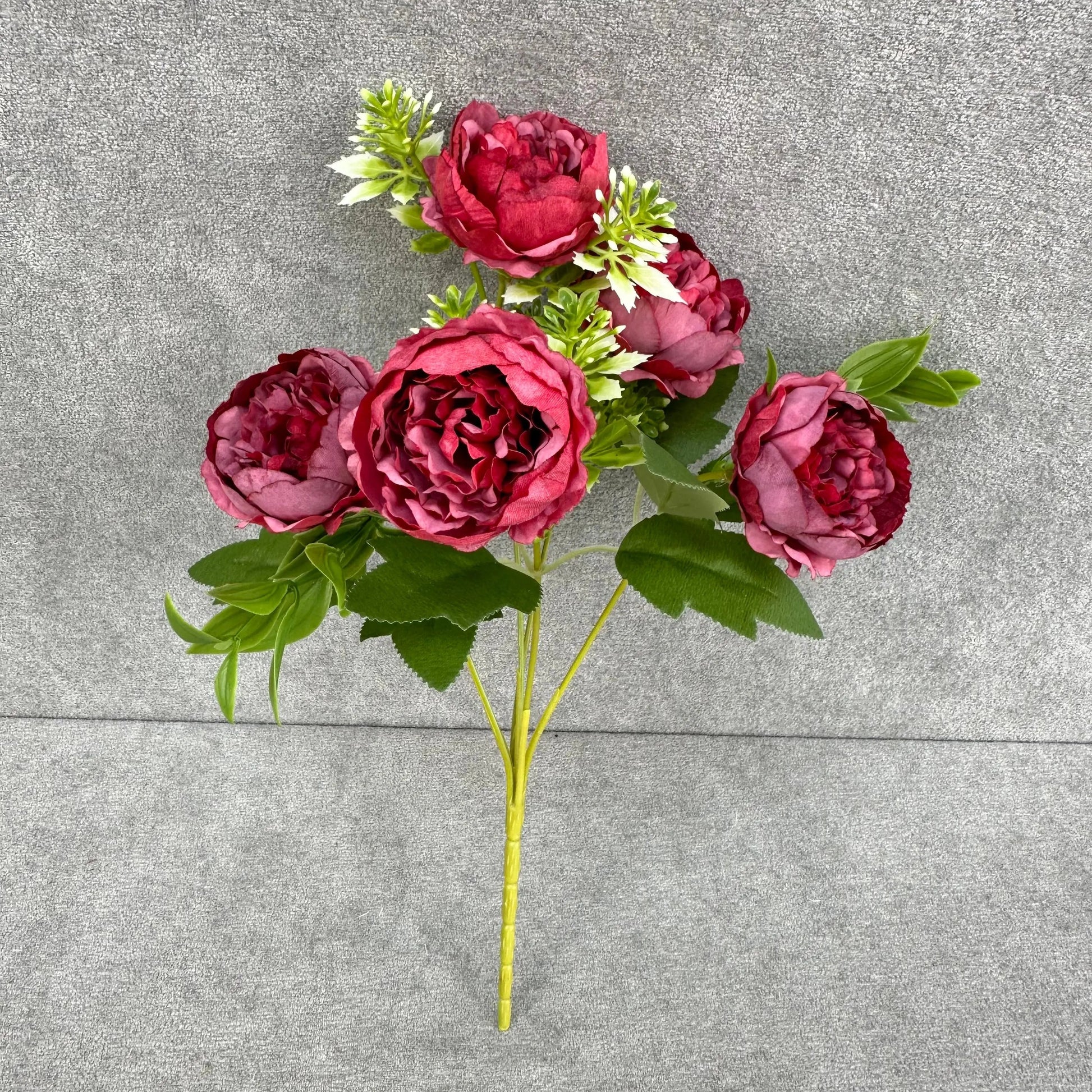 Red Silk Round Peony Bush - 5 Heads RosesHQ.com