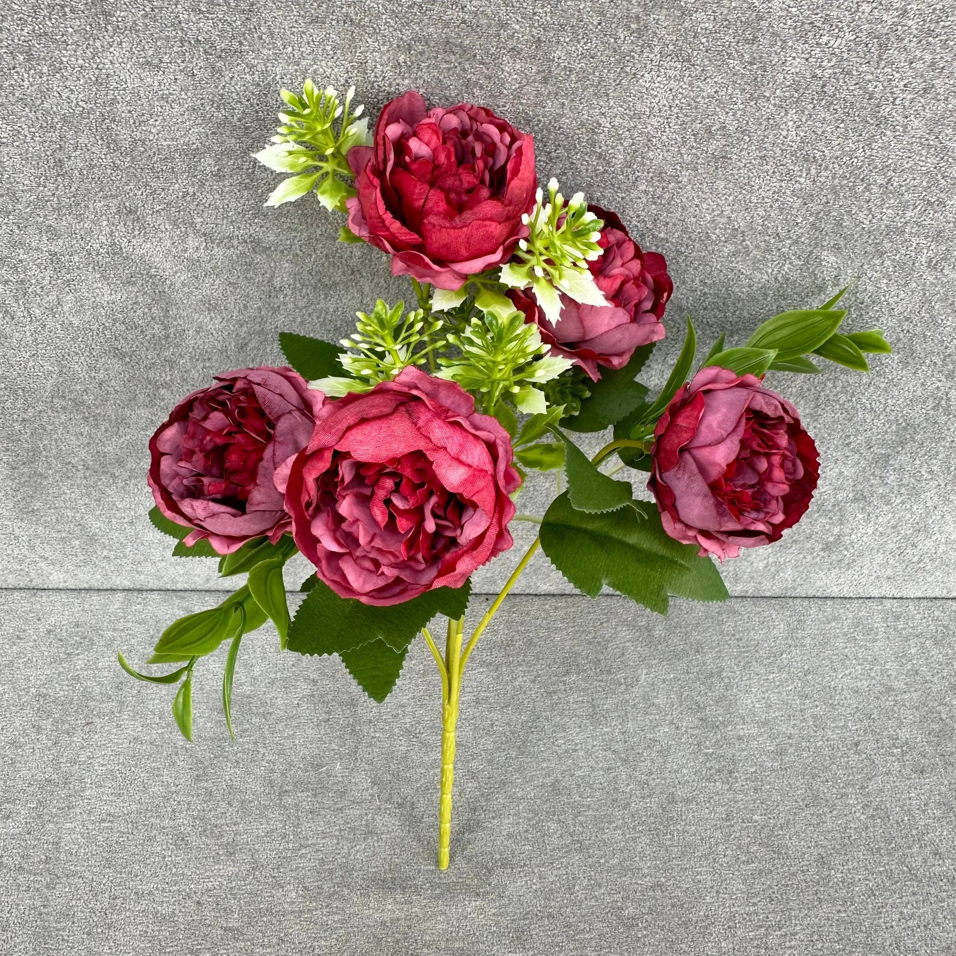 Red Silk Round Peony Bush - 5 Heads RosesHQ.com